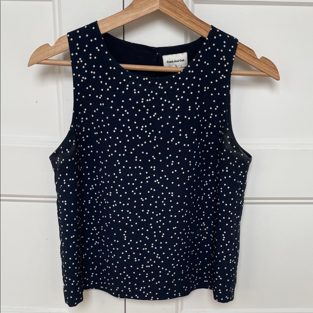 Frank & Oak Navy Polka Dot Tank Top